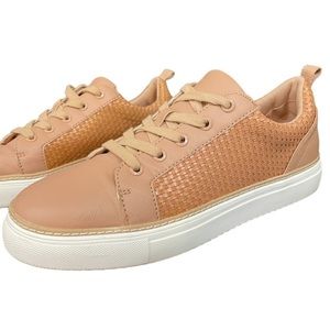 Woven Panel Platform Sneakers Light Tan Nude Blush Pink Undertones Susina Monika
